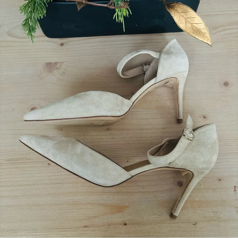 LK Bennett Women’s Cream Suede Heels Stilettos‎ Size 42 or US 11.5 Monet Ankle